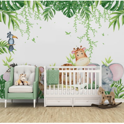 Papel de Parede Infantil Safari Amiguinhos da Floresta