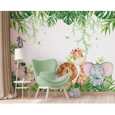 Papel de Parede Infantil Safari Amiguinhos da Floresta