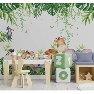 Papel de Parede Infantil Safari Amiguinhos da Floresta