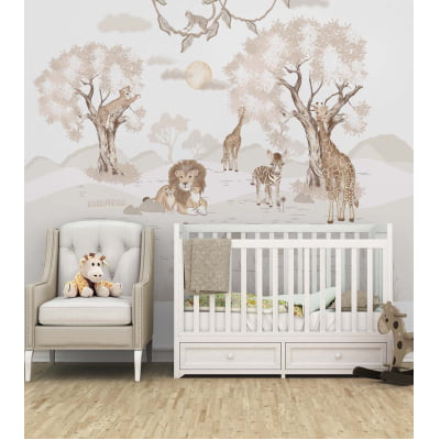 Papel de Parede Infantil Safári Bebê – VR754