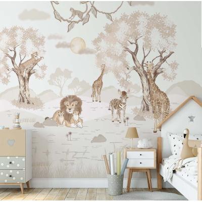 Papel de Parede Infantil Safári Bebê – VR754