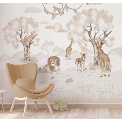 Papel de Parede Infantil Safári Bebê – VR754