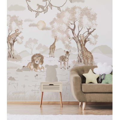 Papel de Parede Infantil Safári Bebê – VR754