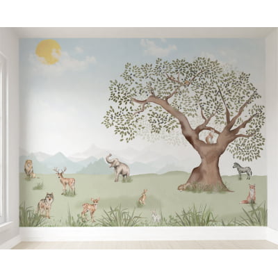 Papel de Parede Infantil Safari Animais - VR555