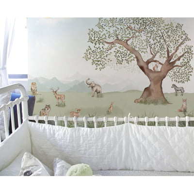 Papel de Parede Infantil para Quarto de Bebê Safari Animais