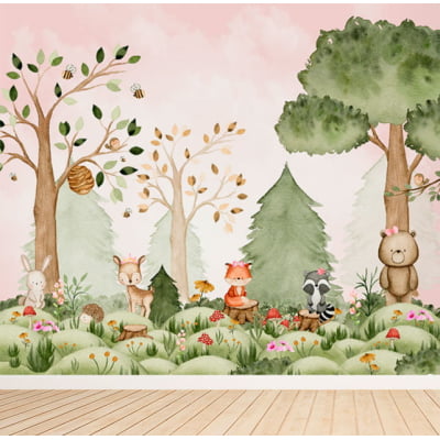 Papel de Parede Infantil Safari no Bosque Menina - VR374R