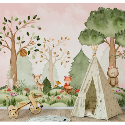 Papel de Parede Infantil Safari no Bosque