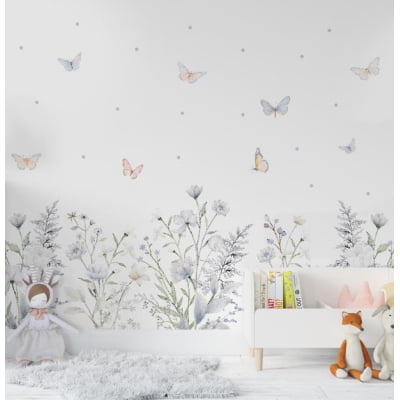 Papel De Parede Jardim Encantado Borboletas Infantil - Vr724