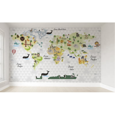 Papel de Parede Infantil Mapa mundi