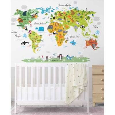 Papel de Parede Infantil Mapa Mundi