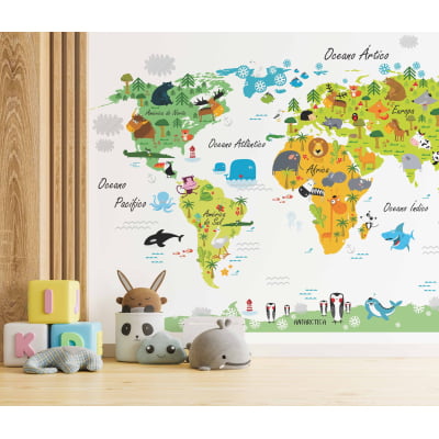 Papel de Parede Infantil Mapa Mundi