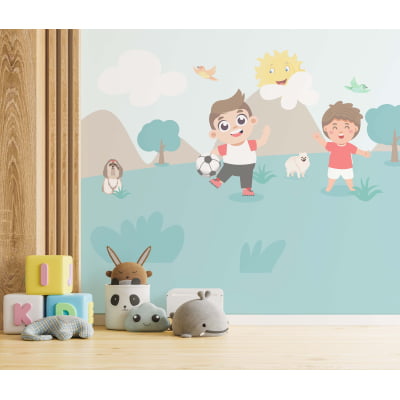 Papel De Parede Menino Futebol Bola Infantil Bebê VR410