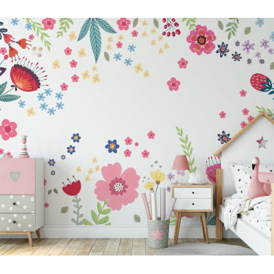 Papel De Parede Rosas Flores De Jardim Floral Infantil - VR604