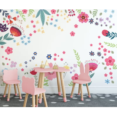 Papel De Parede Rosas Flores De Jardim Floral Infantil - VR604