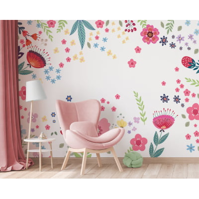 Papel De Parede Rosas Flores De Jardim Floral Infantil - VR604