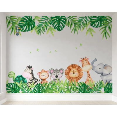 Papel De Parede Safári Floresta Quarto Bebê Animais VR380 M²