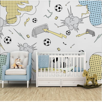 Papel de Parede tema jogo de futebol quarto infantil bebê  - VR693