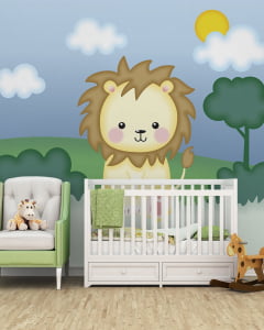 Papel de Parede Infantil Safari Leãozinho 