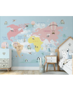 Papel de Parede Infantil Mapa Mundi