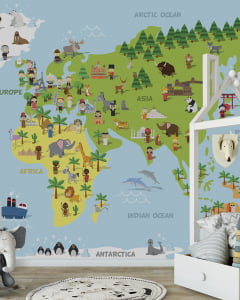 Papel de Parede Infantil Mapa Mundi