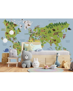 Papel de Parede Infantil Mapa Mundi