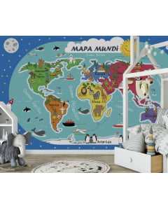 Papel de parede Infantil Mapa Mundi