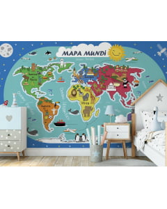 Papel de parede Infantil Mapa Mundi