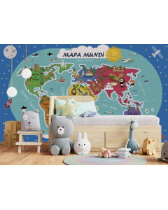 Papel de parede Infantil Mapa Mundi