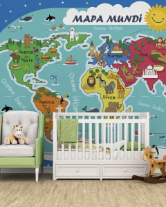 Papel de parede Infantil Mapa Mundi