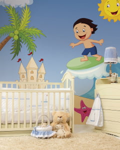 Papel de Parede Infantil Menino Surfando