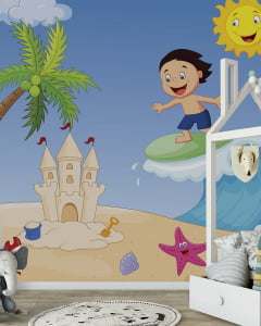 Papel de Parede Infantil Menino Surfando - VR310