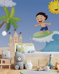 Papel de Parede Infantil Menino Surfando