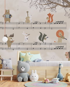 Papel de Parede Infantil Safari Musical para Quarto de Bebê