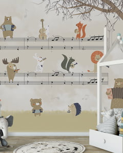 Papel de Parede Infantil Safari Musical para Quarto de Bebê