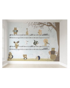 Papel de Parede Infantil Safari Musical para Quarto de Bebê