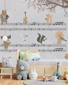 Papel de Parede Infantil Safari Musical para Quarto de Bebê