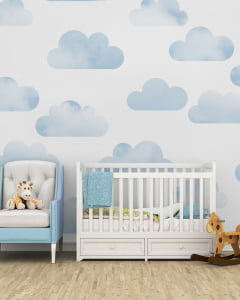 Papel de Parede Infantil Nuvens Aquarela