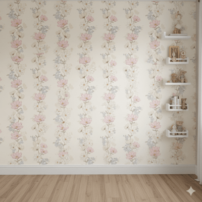 Papel De Parede Floral Delicado  Rosa-claro VR768