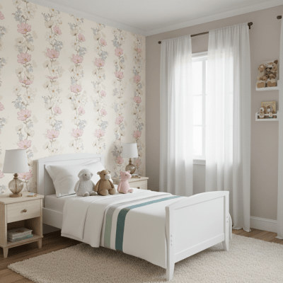 Papel De Parede Floral Delicado  Rosa-claro VR768 Papel De Parede Floral Delicado  Rosa-claro VR768