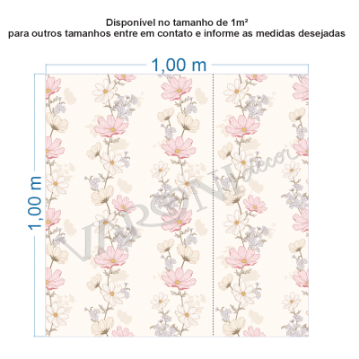 Papel De Parede Floral Delicado  Rosa-claro VR768