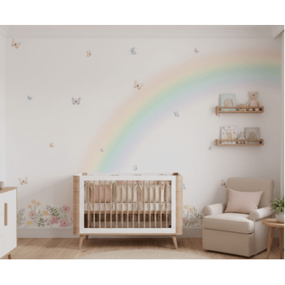 Papel de Parede Infantil Arco Íris Borboletas VR761