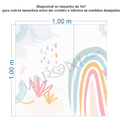 Papel De Parede Infantil Arco-íris Em Tons Candy Color  Rosa-claro VR766