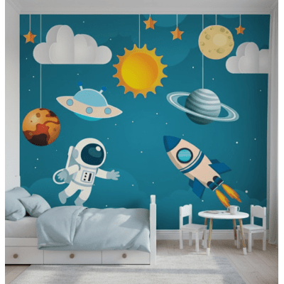 Papel de Parede Infantil Astronauta Planetas VR777