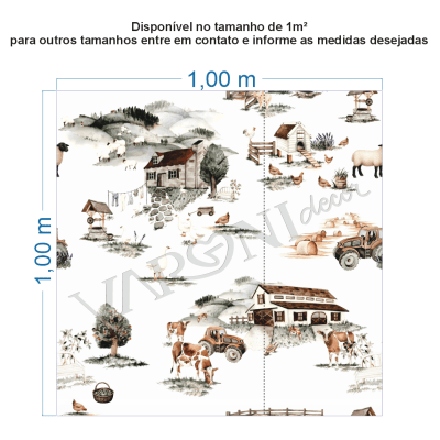 Papel De Parede Infantil Fazendinha E Tratores Marrom-claro VR769 