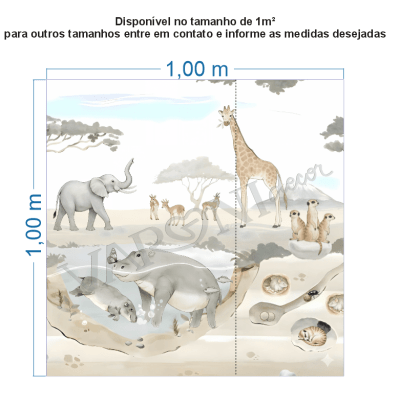 Papel De Parede Infantil Safari Animais Selvagens  Marrom-claro VR767