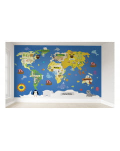 Papel de Parede Infantil Mapa Mundi