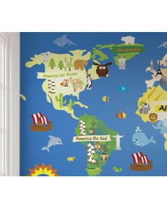 Papel de Parede Infantil Mapa Mundi