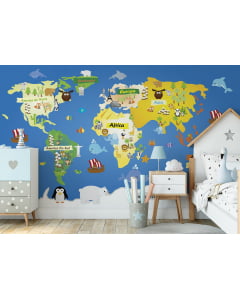 Papel de Parede Infantil Mapa Mundi