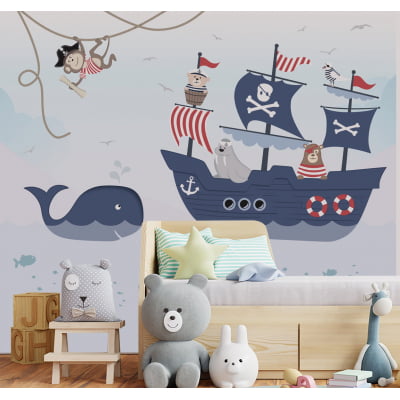 Papel de Parede Infantil Safari Piratas em Alto Mar - VR420