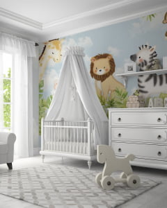 Papel de Parede para Quarto de Bebê Safari Floresta